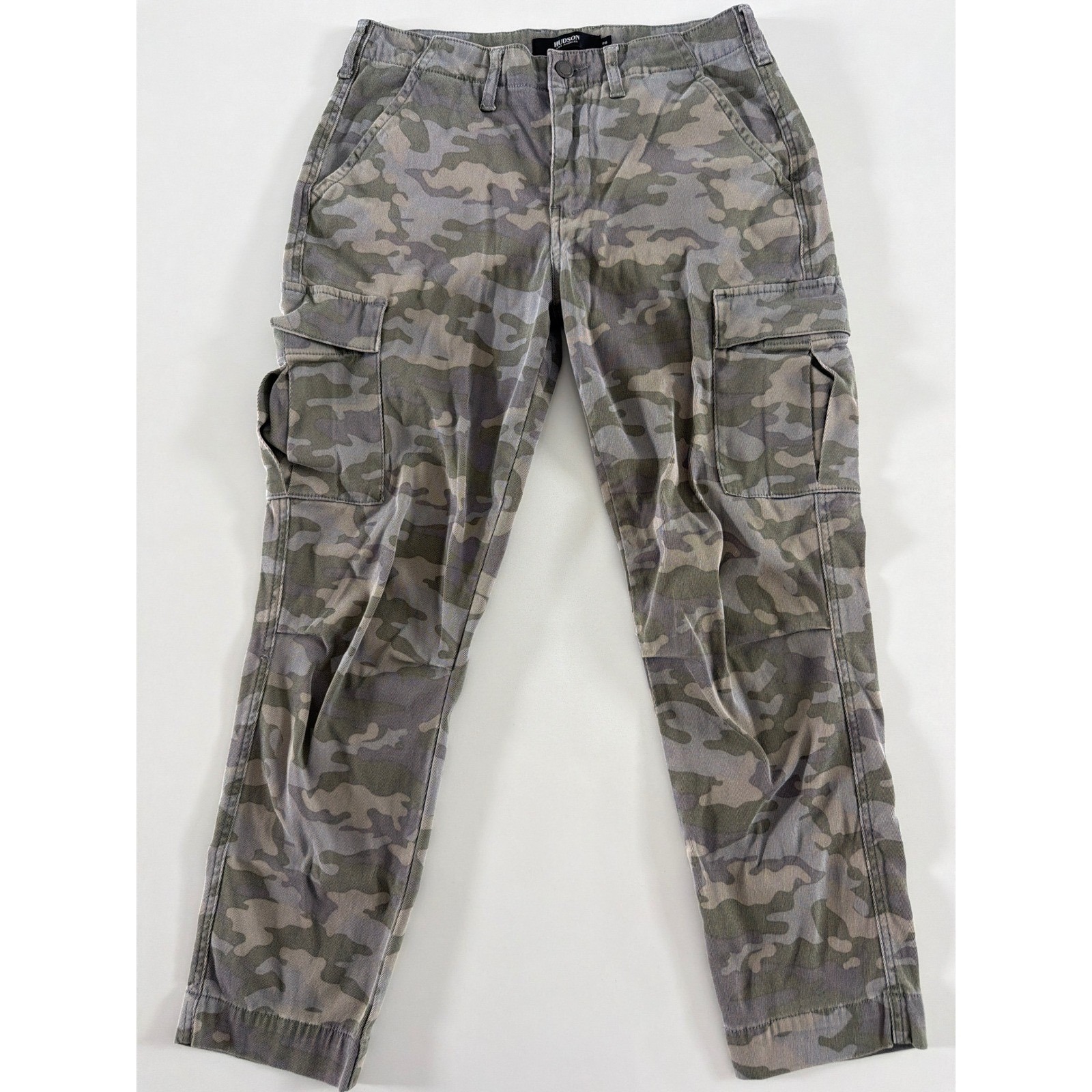 Hudson Los Angeles Camo Cargo Pants Womens 26 Green Grey Utility Straight Leg